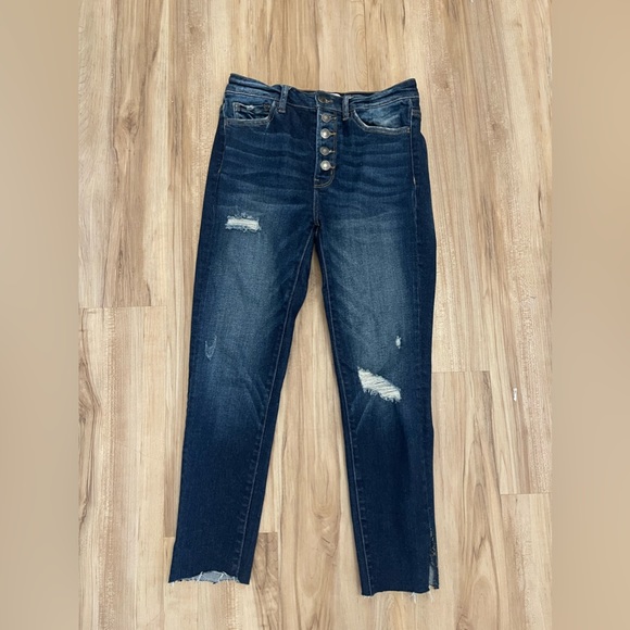 VERVET BY FLYING MONKEY Denim - Flying monkey Vervet women’s button fly dark wash denim jeans raw hem